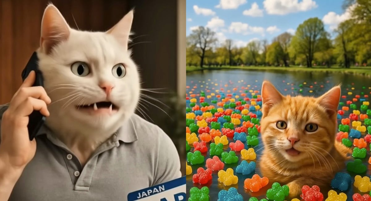 Один із кліпів, де кошеня плаває у ставку, повному мармеладних ведмедиків, переглянули майже 2 мільйони разів